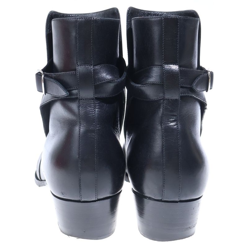 Celine Side Gore Leather Heel Boots Black