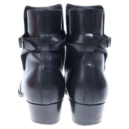 Celine Side Gore Leather Heel Boots Black
