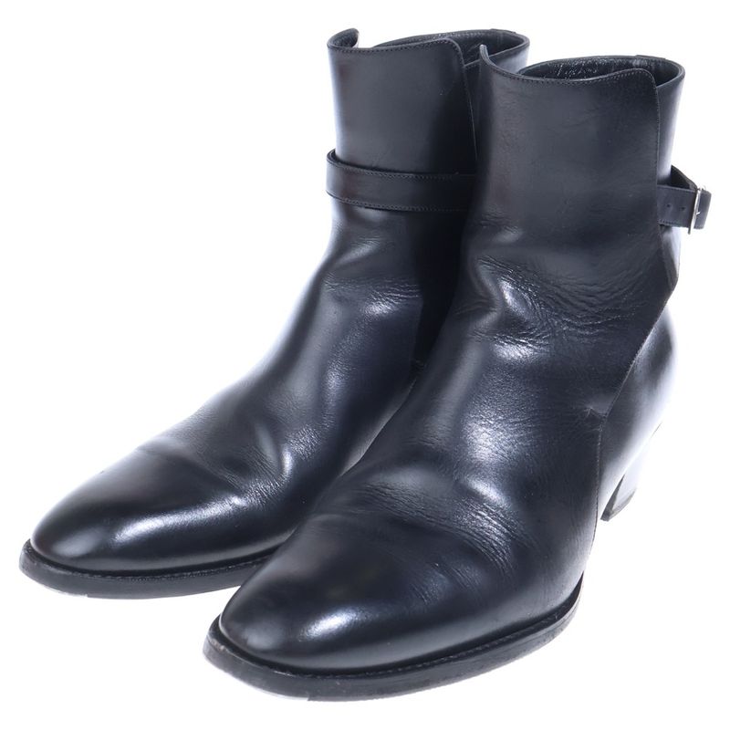 Celine Side Gore Leather Heel Boots Black