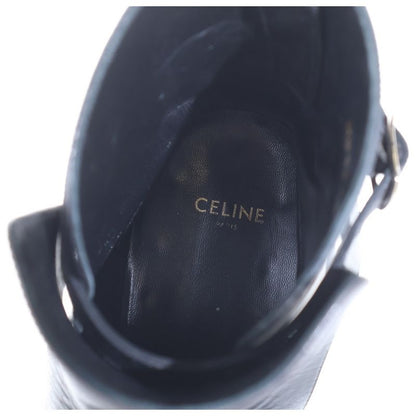 Celine Side Gore Leather Heel Boots Black