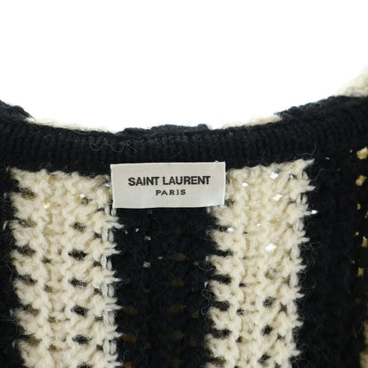 Saint Laurent Paris Striped Dead Knit Cardigan Black White