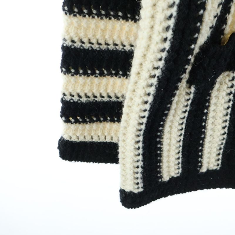 Saint Laurent Paris Striped Dead Knit Cardigan Black White