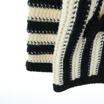 Saint Laurent Paris Striped Dead Knit Cardigan Black White