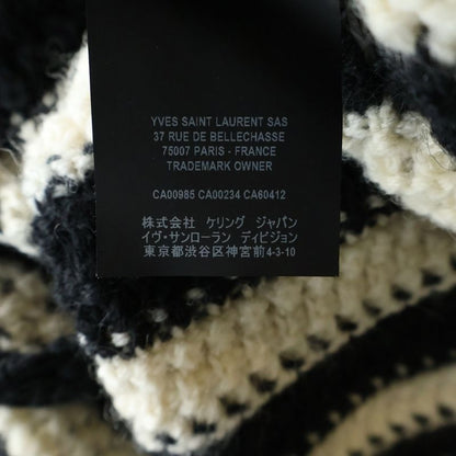 Saint Laurent Paris Striped Dead Knit Cardigan Black White