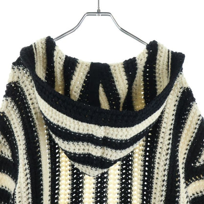 Saint Laurent Paris Striped Dead Knit Cardigan Black White