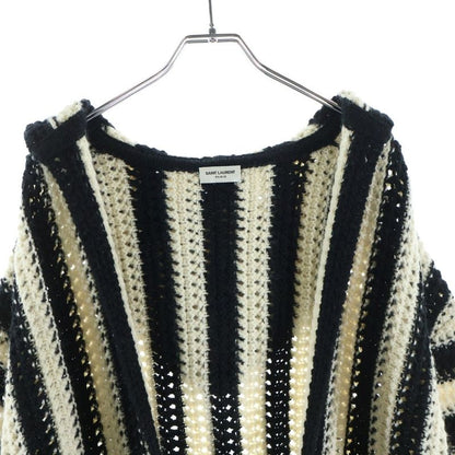 Saint Laurent Paris Striped Dead Knit Cardigan Black White