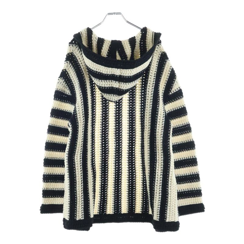 Saint Laurent Paris Striped Dead Knit Cardigan Black White