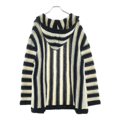 Saint Laurent Paris Striped Dead Knit Cardigan Black White