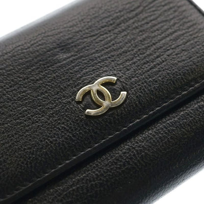 Chanel CC Logo Coin Case Card Business Holder Trifold Wallet Black Soft Caviar