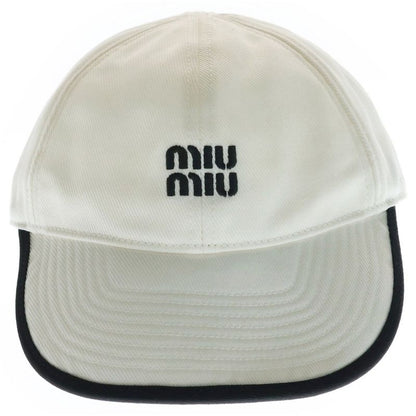 Miu Miu Front Logo Baseball Drill Cap White Hat