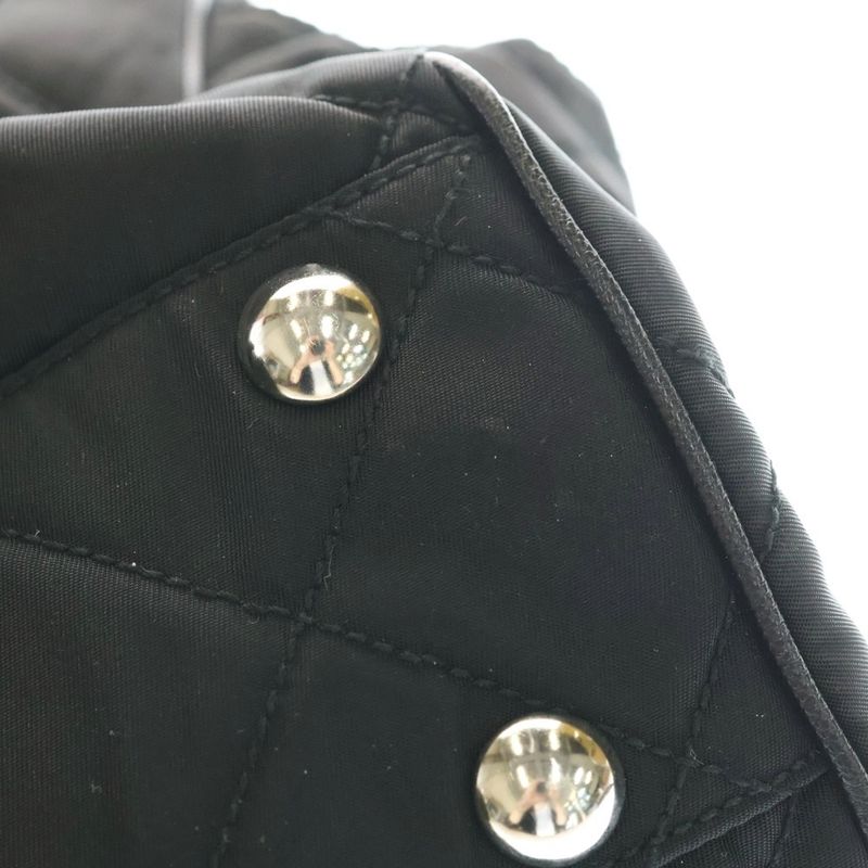 Prada Quilted Side Triangle Logo Chain Tote Black Nylon Tessuto Silver