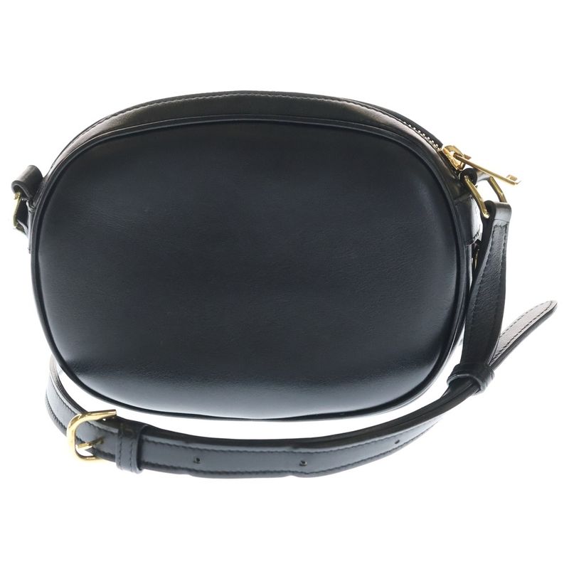 Celine CC Charm Small Shoulder Bag Pochette Black Leather Gold
