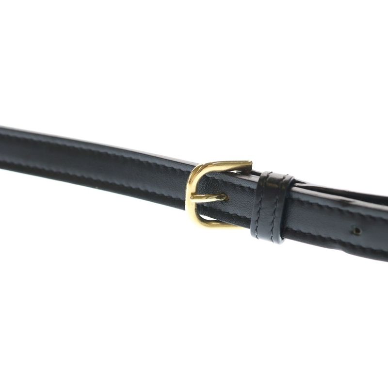 Celine CC Charm Small Shoulder Bag Pochette Black Leather Gold