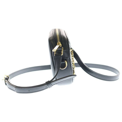 Celine CC Charm Small Shoulder Bag Pochette Black Leather Gold