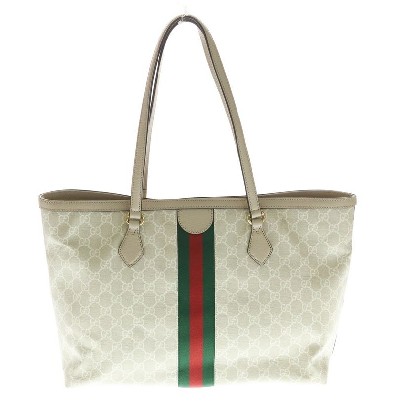 Gucci GG Supreme Ophidia Tote White Ivory Leather Gold