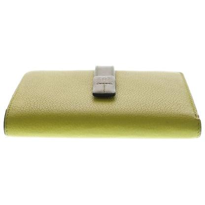 Loewe Vertical Wallet Compact Bifold Coin Case Green Khaki Leather Gold