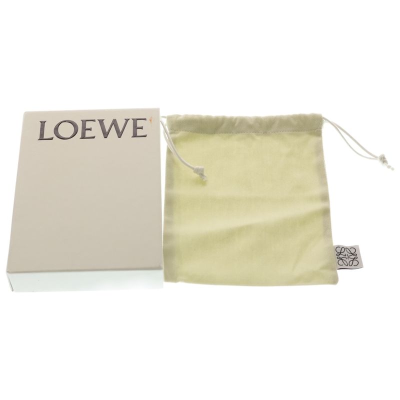 Loewe Vertical Wallet Compact Bifold Coin Case Green Khaki Leather Gold