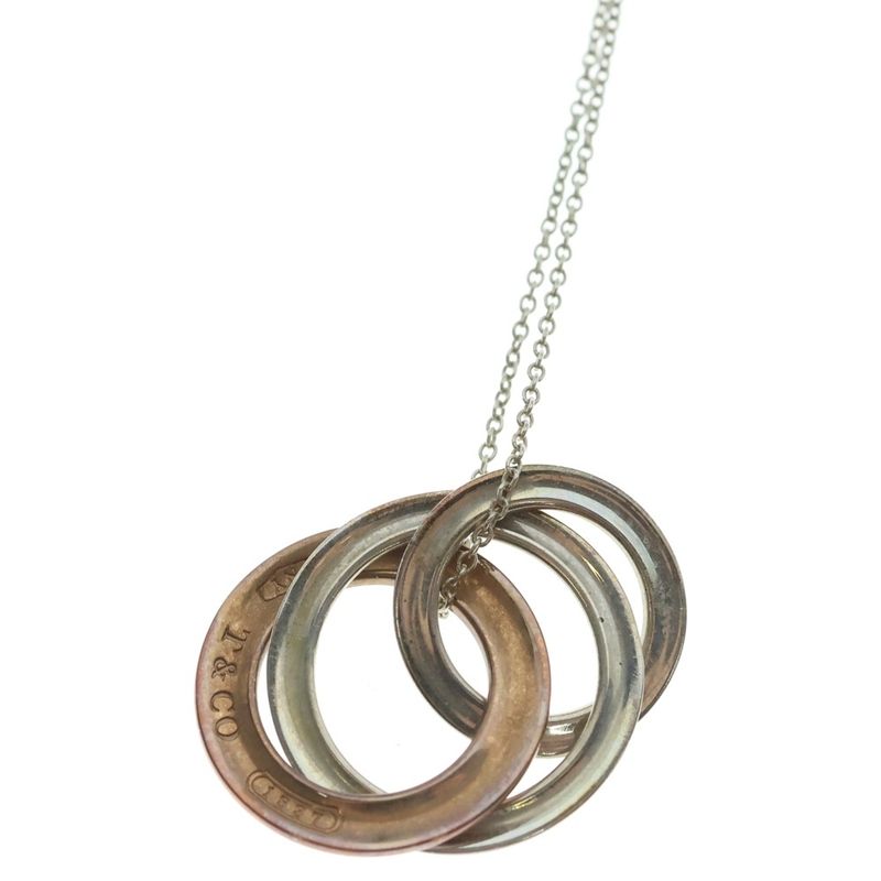 Tiffany & Co Interlocking Circle Chain Pendant Necklace 925 Sterling Silver