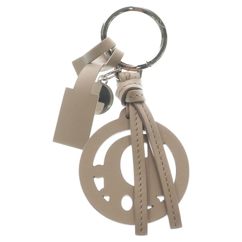 Dior Oblique Leather Key Holder Bag Charm Grey Silver