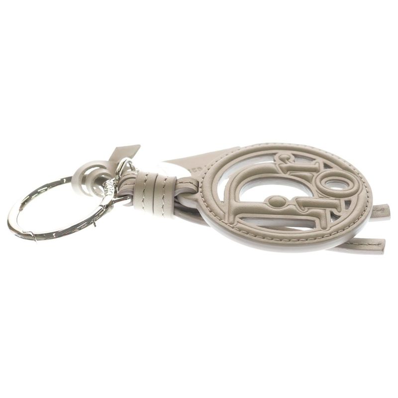 Dior Oblique Leather Key Holder Bag Charm Grey Silver