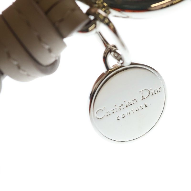Dior Oblique Leather Key Holder Bag Charm Grey Silver