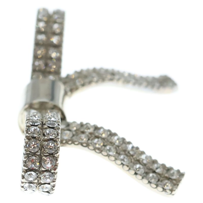 Miu Miu Ribbon Line Stone Hair Clip Hairpin Barrette Silver