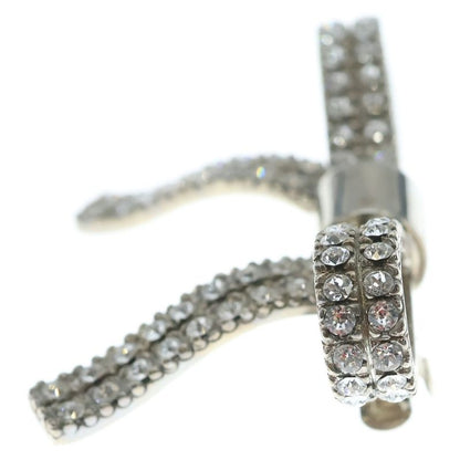 Miu Miu Ribbon Line Stone Hair Clip Hairpin Barrette Silver