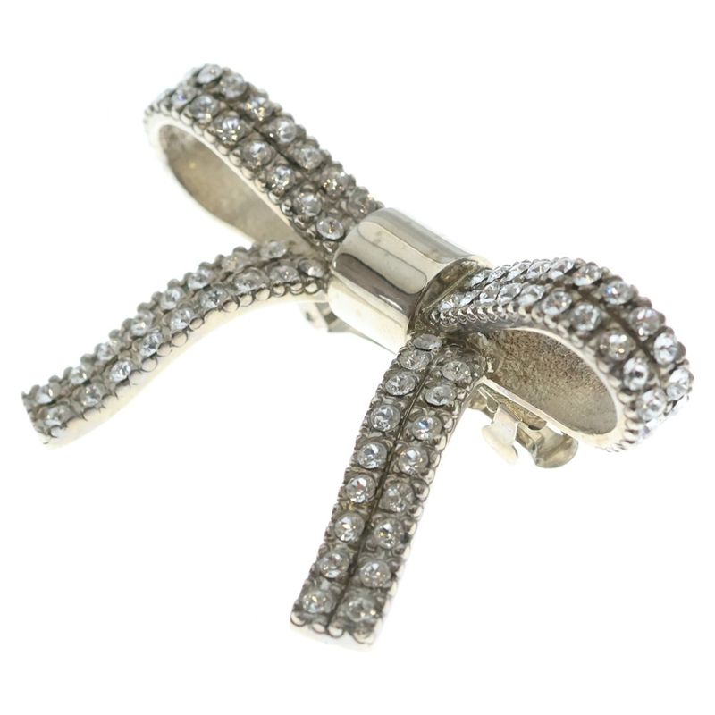 Miu Miu Ribbon Line Stone Hair Clip Hairpin Barrette Silver