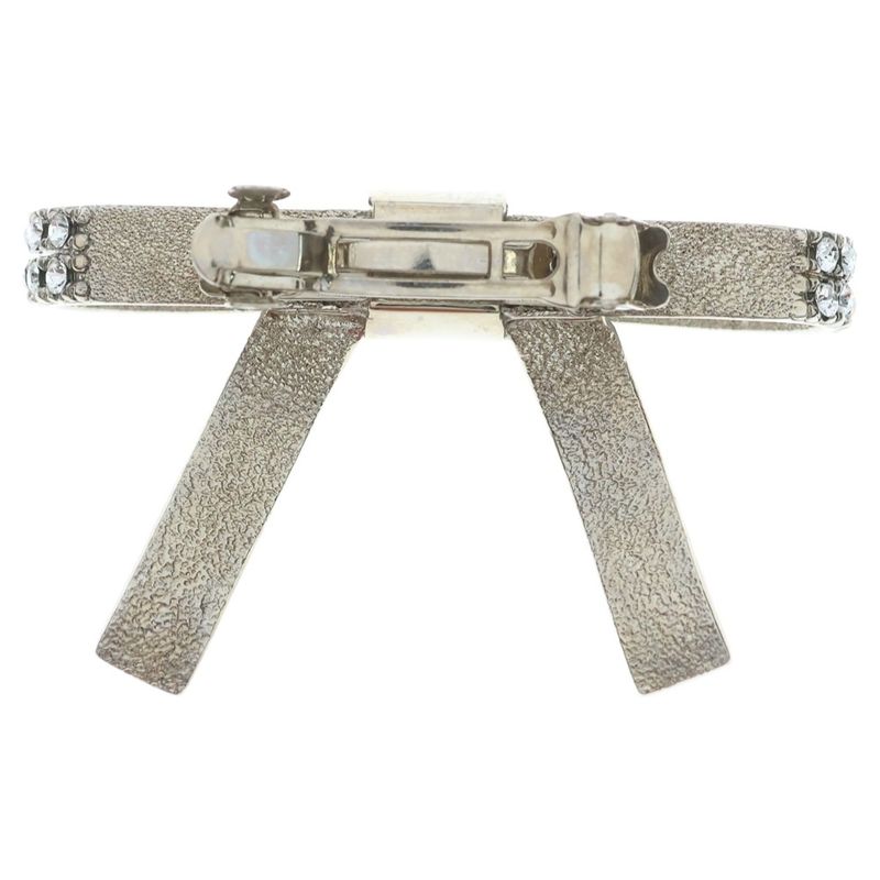 Miu Miu Ribbon Line Stone Hair Clip Hairpin Barrette Silver