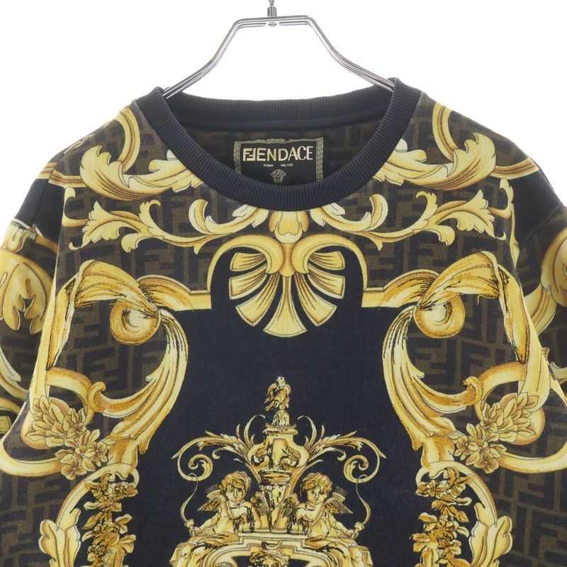Fendi Fendace Fender Che Zucca Medusa Baroque Allover Print Crew Neck Pullover