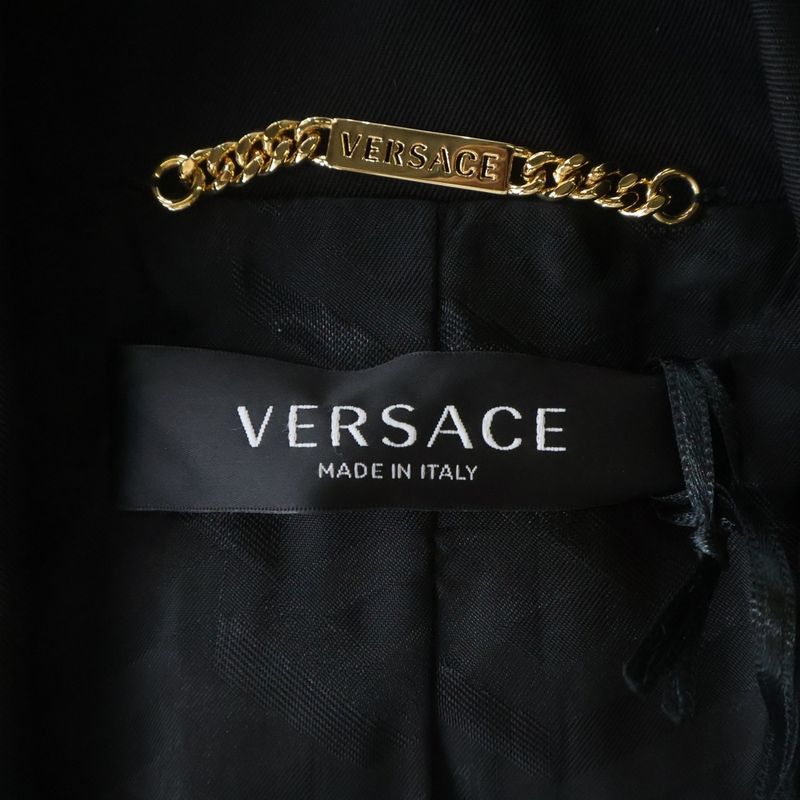 Versace Logo Label Wool Terre Jacket Black