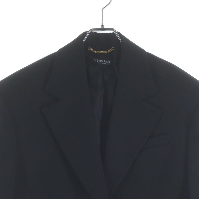 Versace Logo Label Wool Terre Jacket Black