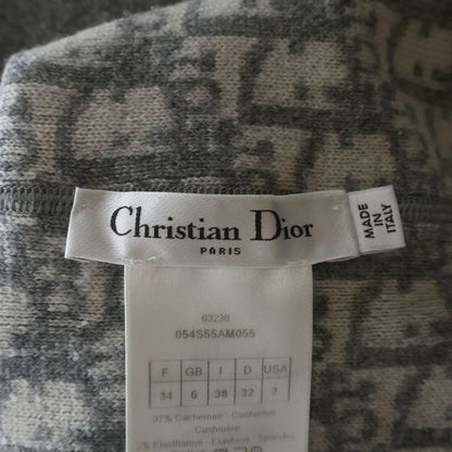 Dior Reversible Blue Logo Crew Neck Cashmere Knit Sweater Gray