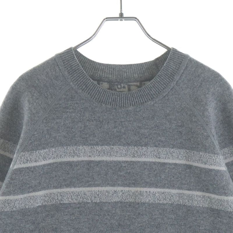 Dior Reversible Blue Logo Crew Neck Cashmere Knit Sweater Gray