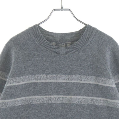 Dior Reversible Blue Logo Crew Neck Cashmere Knit Sweater Gray