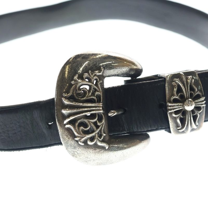 Chrome Hearts Blt Classic 3 Piece Leather Belt Black Silver