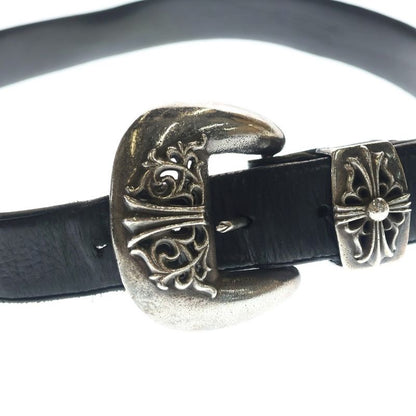 Chrome Hearts Blt Classic 3 Piece Leather Belt Black Silver