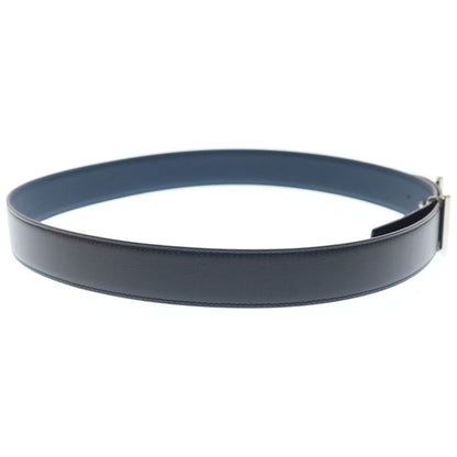 Hermes Rider-h Buckle Leather Belt Reversible Black Navy