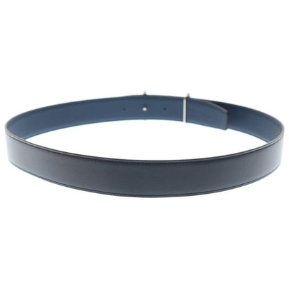 Hermes Rider-h Buckle Leather Belt Reversible Black Navy
