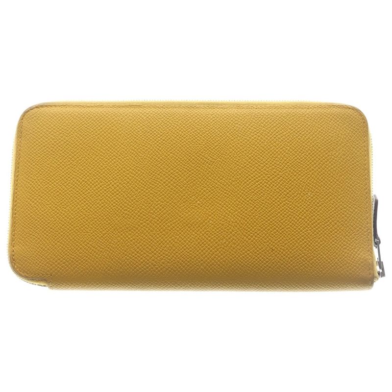 Hermes Azap Long Silk in Wallet Card Case Yellow Epsom Silver