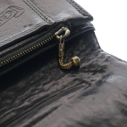 Chrome Hearts Strap 1 Zip Cross Ball Button Leather Wallet Black