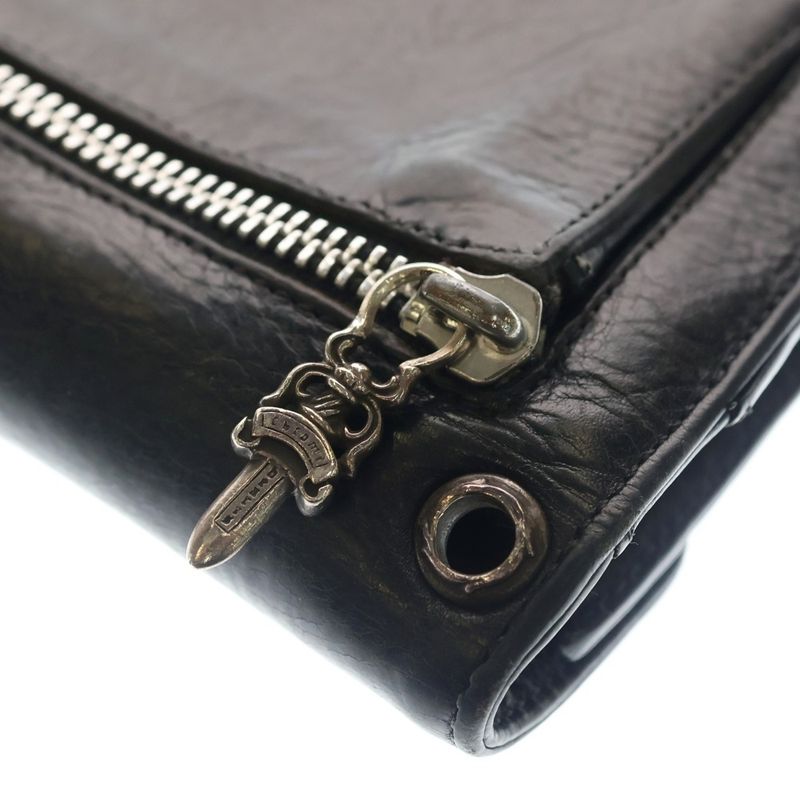 Chrome Hearts Wave BS Fluer Leather Wallet Black