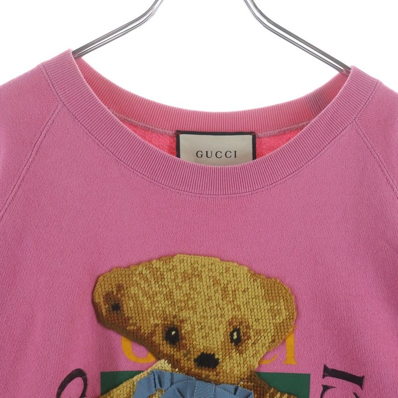 Gucci Teddy Bear Sweatshirt Crew Neck Pink