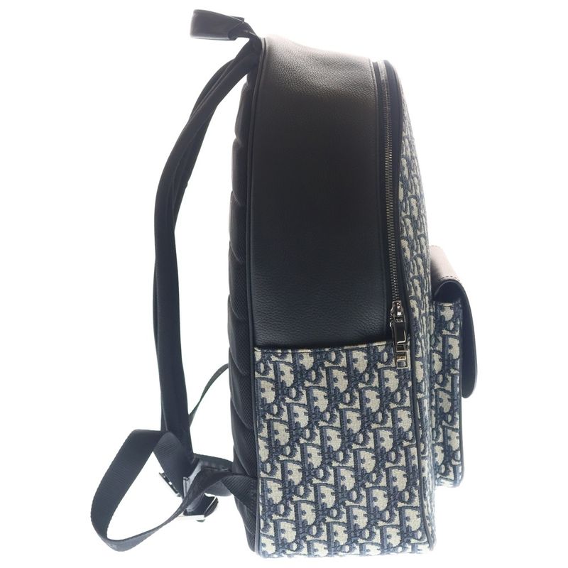 Dior Saddle Oblique Kujagaard Zip Leather Backpack Black Gray