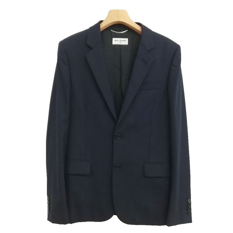 Saint Laurent Paris Hedi Slimane Era Single Suit Set Jacket Trousers 46 48 Navy