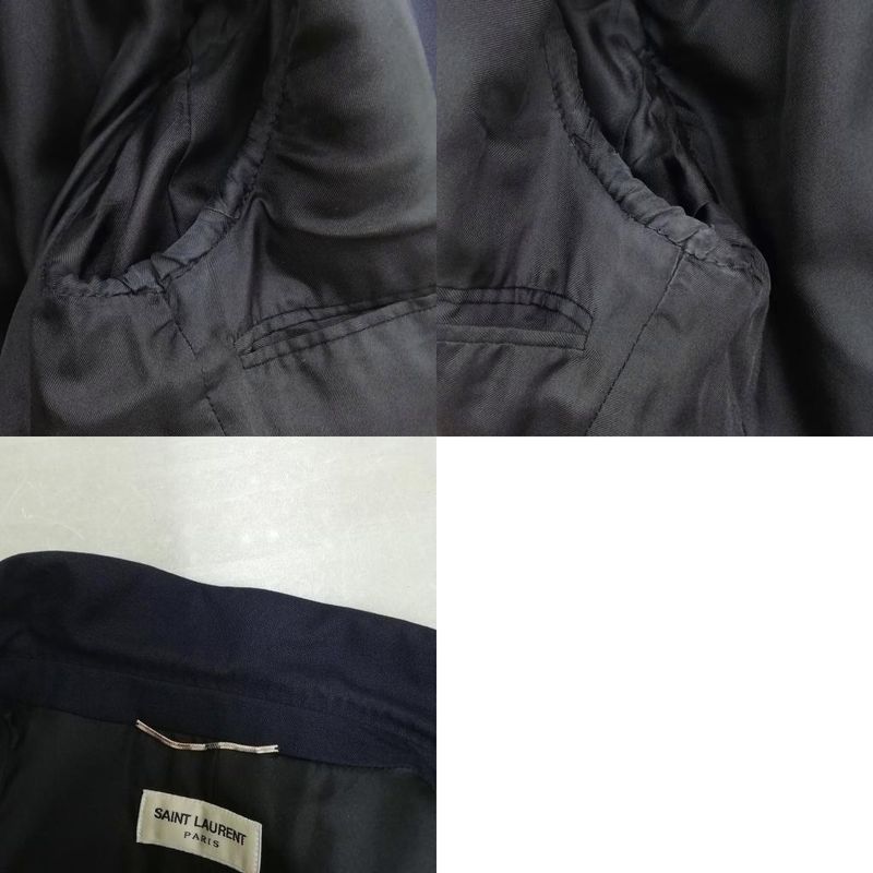 Saint Laurent Paris Hedi Slimane Era Single Suit Set Jacket Trousers 46 48 Navy