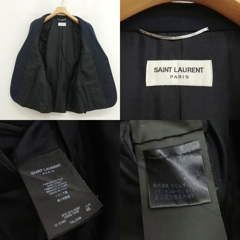 Saint Laurent Paris Hedi Slimane Era Single Suit Set Jacket Trousers 46 48 Navy