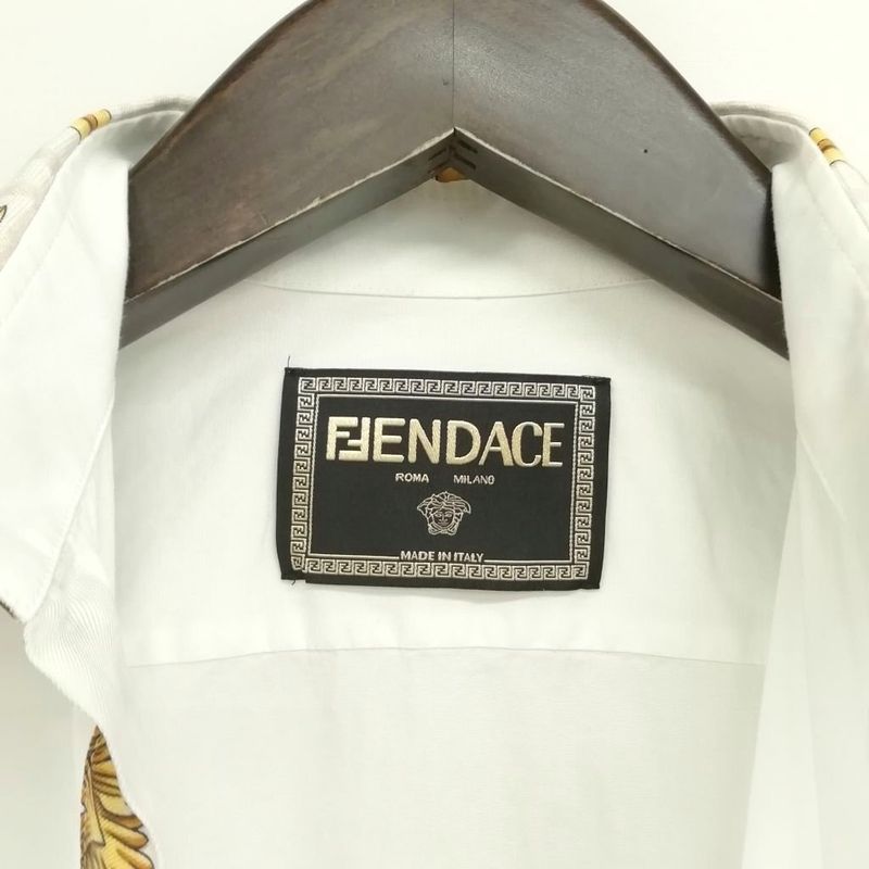 Fendi Fender Che Contrast Dress Shirt Akea 38 White