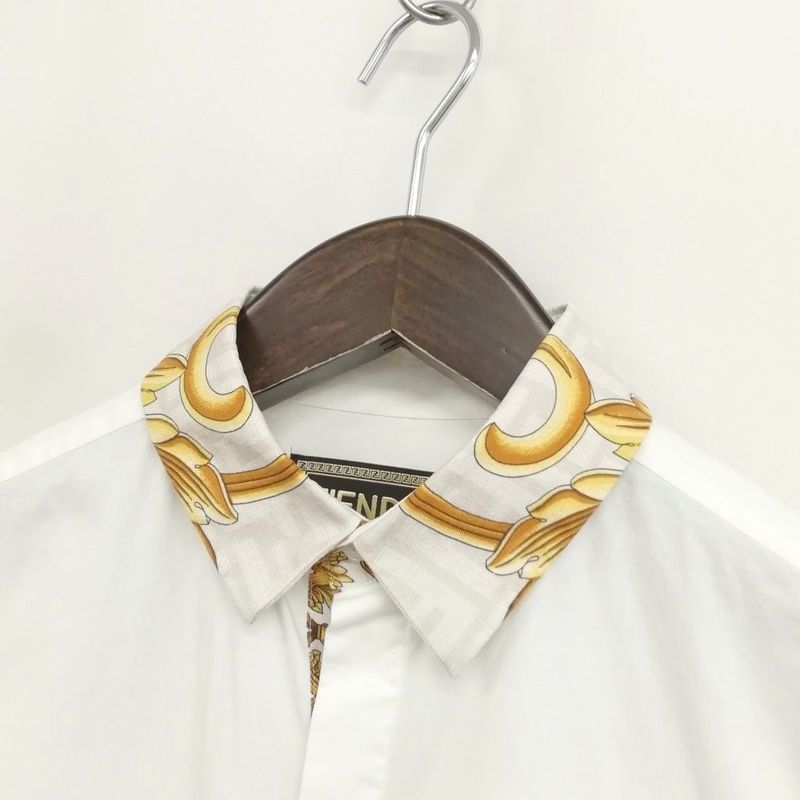Fendi Fender Che Contrast Dress Shirt Akea 38 White