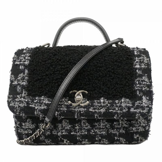 Chanel Handbag Black Gray Silver 2-Way Bag
